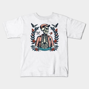 preppy skeleton Live Laugh Die Kids T-Shirt